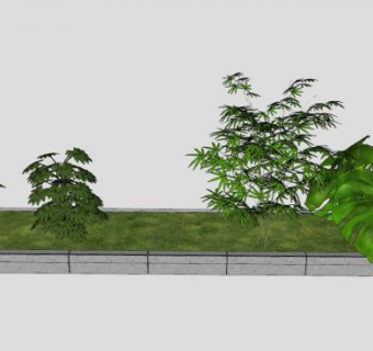长方形花圃绿化带SU模型下载_sketchup草图大师SKP模型