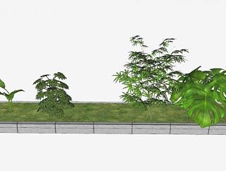 长方形花圃绿化带SU模型下载_sketchup草图大师SKP模型