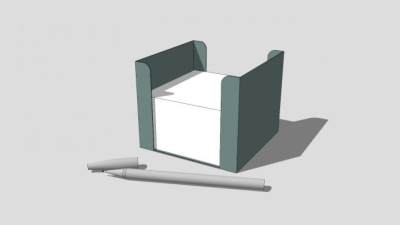 纸质灰绿色笔筒SU模型下载_sketchup草图大师SKP模型