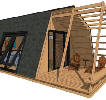 木质休闲度假屋SU模型下载_sketchup草图大师SKP模型