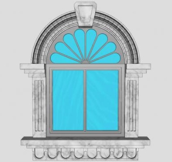 法式窗口外观SU模型下载_sketchup草图大师SKP模型