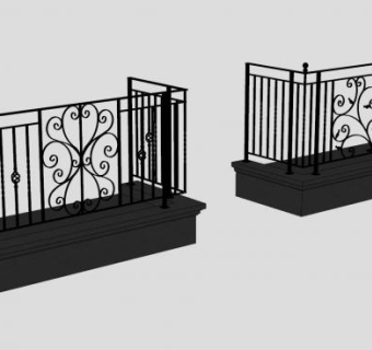 阳台铁艺栏杆SU模型下载_sketchup草图大师SKP模型