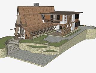 私人理想的乡村住宅SU模型下载_sketchup草图大师SKP模型