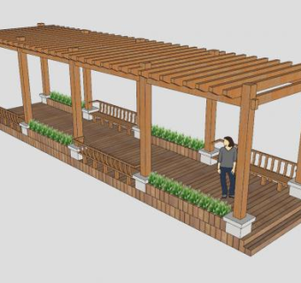 休闲廊架SU模型下载_sketchup草图大师SKP模型