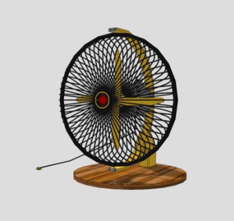黄色木质风扇SU模型下载_sketchup草图大师SKP模型