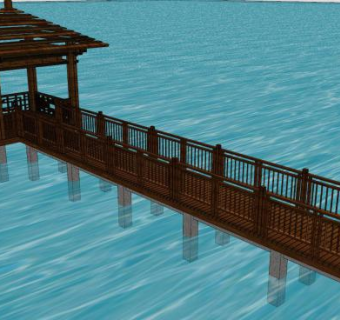 木栈道景观亭子SU模型下载_sketchup草图大师SKP模型