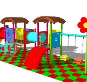 小火车儿童游乐设施滑梯SU模型下载_sketchup草图大师SKP模型