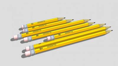 黄色铅笔文具SU模型下载_sketchup草图大师SKP模型