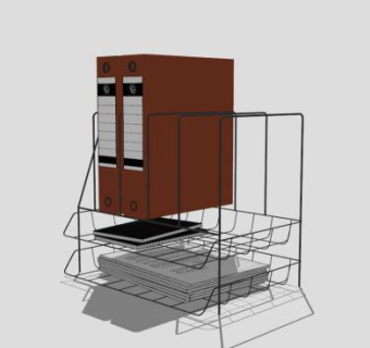 金属书立文件架SU模型下载_sketchup草图大师SKP模型