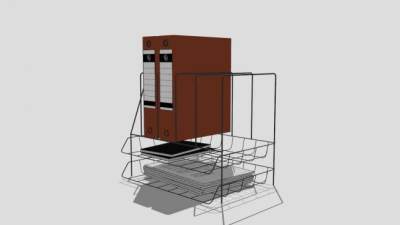 金属书立文件架SU模型下载_sketchup草图大师SKP模型