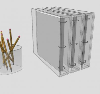 透明塑料书立和笔筒SU模型下载_sketchup草图大师SKP模型