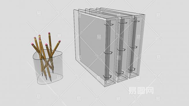透明塑料书立和笔筒su模型下载 Sketchup草图大师skp模型 易图网 透明塑料书立和笔筒su模型下载 Sketchup草图大师skp模型 易图网