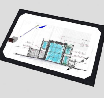 房屋设计图纸画框SU模型下载_sketchup草图大师SKP模型