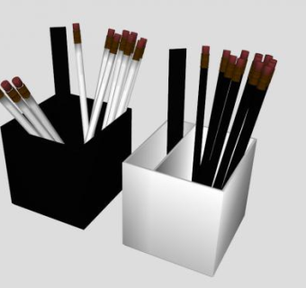 两个方形笔筒SU模型下载_sketchup草图大师SKP模型