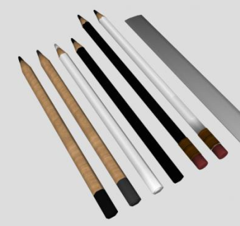 彩色铅笔和尺子SU模型下载_sketchup草图大师SKP模型