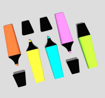五色荧光笔SU模型下载_sketchup草图大师SKP模型