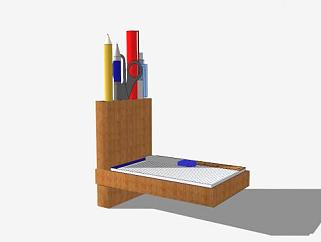 木质笔筒置物架SU模型下载_sketchup草图大师SKP模型