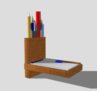木质笔筒置物架SU模型下载_sketchup草图大师SKP模型
