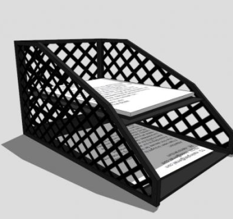 黑色镂空金属二层文件盘SU模型下载_sketchup草图大师SKP模型