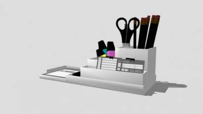 灰色组合方形笔筒SU模型下载_sketchup草图大师SKP模型
