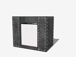 黑色皮质方形储物盒SU模型下载_sketchup草图大师SKP模型