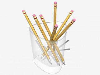 塑料三角铅笔笔筒SU模型下载_sketchup草图大师SKP模型