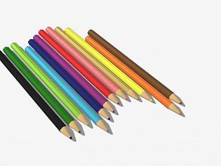 文具12支彩色铅笔SU模型下载_sketchup草图大师SKP模型