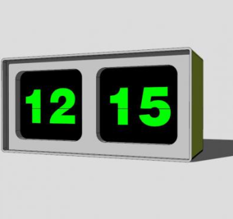 淡绿色翻页式电子钟SU模型下载_sketchup草图大师SKP模型