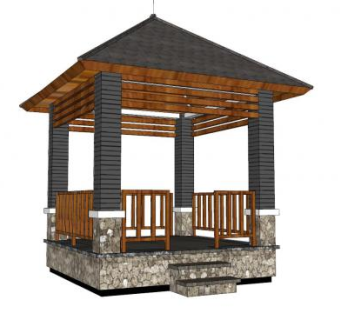小亭子凉亭SU模型下载_sketchup草图大师SKP模型