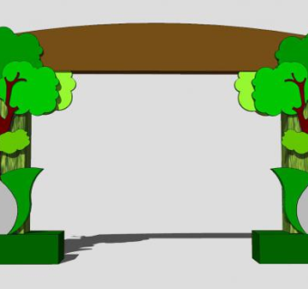 树形景观大门SU模型下载_sketchup草图大师SKP模型