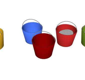 彩色水桶塑料桶玩具桶SU模型下载_sketchup草图大师SKP模型