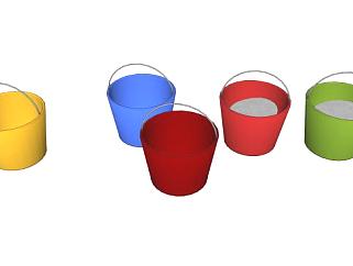 彩色水桶塑料桶玩具桶SU模型下载_sketchup草图大师SKP模型