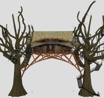 树形大门树屋SU模型下载_sketchup草图大师SKP模型