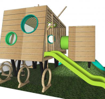 创意儿童游乐区滑梯SU模型下载_sketchup草图大师SKP模型