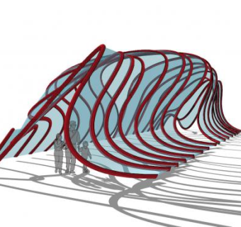 拉膜亭异形结构SU模型下载_sketchup草图大师SKP模型