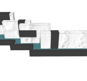 室外水景流水喷泉SU模型下载_sketchup草图大师SKP模型