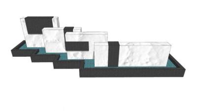 室外水景流水喷泉SU模型下载_sketchup草图大师SKP模型