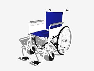 深蓝色轮椅SU模型下载_sketchup草图大师SKP模型