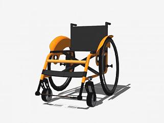 黑色座医疗器材轮椅SU模型下载_sketchup草图大师SKP模型