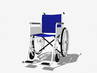 深蓝色医疗器材轮椅SU模型下载_sketchup草图大师SKP模型