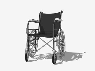 黑色医疗器材轮椅SU模型下载_sketchup草图大师SKP模型