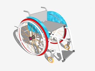 灰色普通轮椅SU模型下载_sketchup草图大师SKP模型