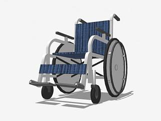 普蓝色普通轮椅SU模型下载_sketchup草图大师SKP模型