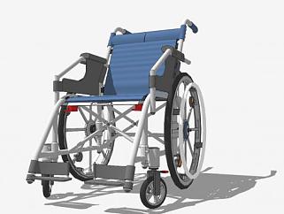 蓝色轮椅SU模型下载_sketchup草图大师SKP模型