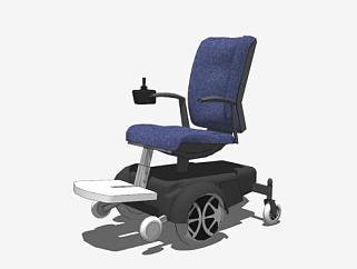 深蓝色电动轮椅SU模型下载_sketchup草图大师SKP模型