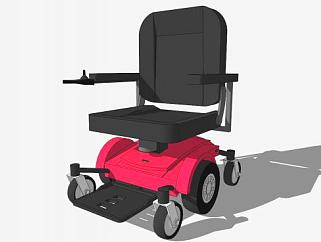 粉色电动轮椅SU模型下载_sketchup草图大师SKP模型