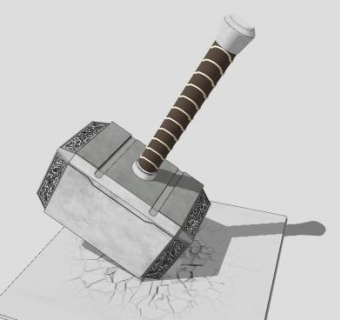 锤子石锤雕塑SU模型下载_sketchup草图大师SKP模型