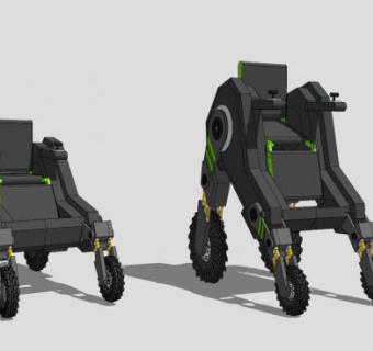 黑色电动轮椅SU模型下载_sketchup草图大师SKP模型