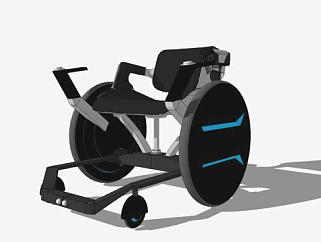 创意黑色电动轮椅车SU模型下载_sketchup草图大师SKP模型
