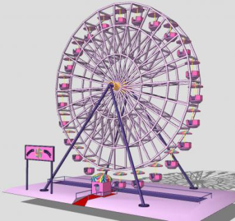 粉色摩天轮设备SU模型下载_sketchup草图大师SKP模型